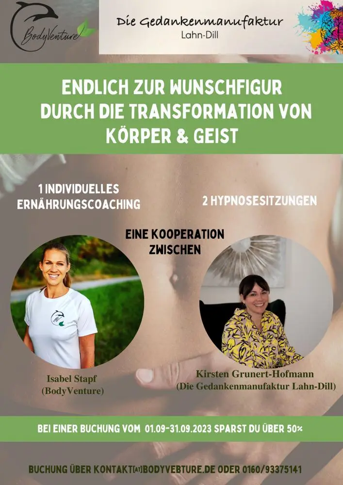 Flyer zum Programm „Endlich zur Wunschfigur – Transformation durch Körper & Geist“